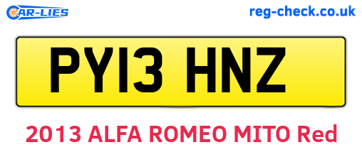 PY13HNZ are the vehicle registration plates.