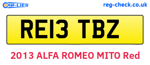RE13TBZ are the vehicle registration plates.