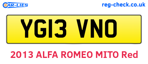YG13VNO are the vehicle registration plates.