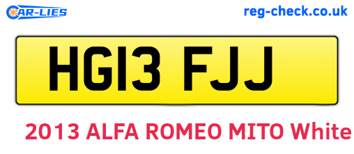 HG13FJJ are the vehicle registration plates.