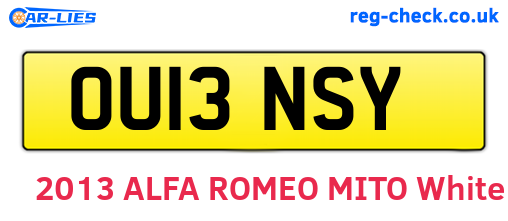 OU13NSY are the vehicle registration plates.