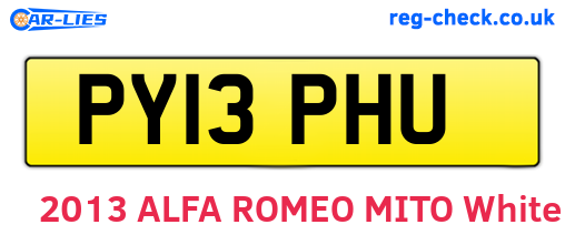 PY13PHU are the vehicle registration plates.
