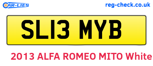 SL13MYB are the vehicle registration plates.