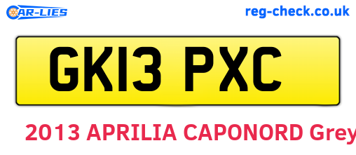 GK13PXC are the vehicle registration plates.