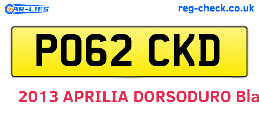 PO62CKD are the vehicle registration plates.