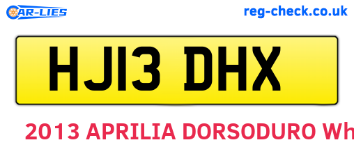 HJ13DHX are the vehicle registration plates.