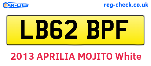 LB62BPF are the vehicle registration plates.
