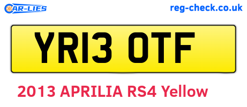 YR13OTF are the vehicle registration plates.