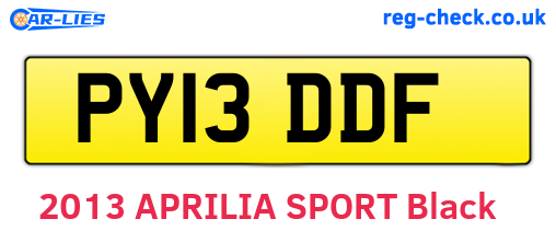 PY13DDF are the vehicle registration plates.