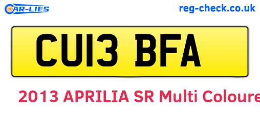 CU13BFA are the vehicle registration plates.