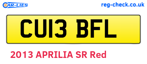 CU13BFL are the vehicle registration plates.