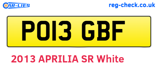 PO13GBF are the vehicle registration plates.