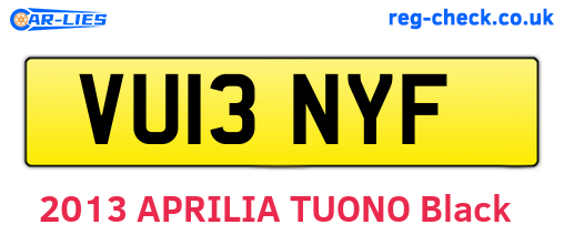 VU13NYF are the vehicle registration plates.