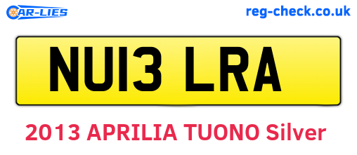 NU13LRA are the vehicle registration plates.