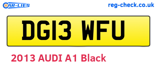 DG13WFU are the vehicle registration plates.