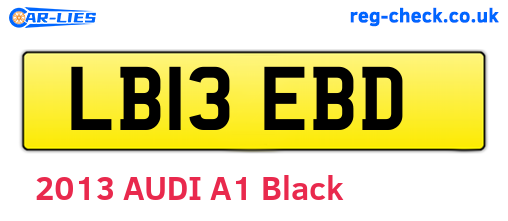 LB13EBD are the vehicle registration plates.