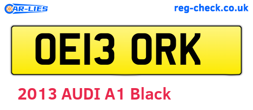 OE13ORK are the vehicle registration plates.