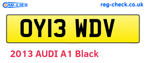 OY13WDV are the vehicle registration plates.