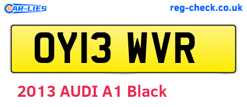 OY13WVR are the vehicle registration plates.