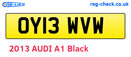 OY13WVW are the vehicle registration plates.