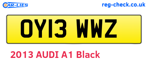 OY13WWZ are the vehicle registration plates.