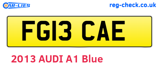FG13CAE are the vehicle registration plates.