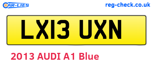 LX13UXN are the vehicle registration plates.