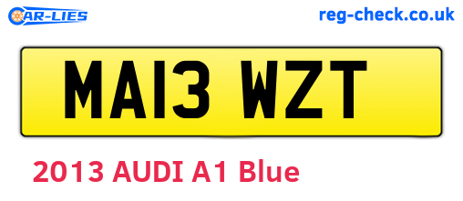 MA13WZT are the vehicle registration plates.