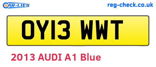 OY13WWT are the vehicle registration plates.