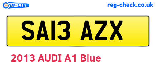 SA13AZX are the vehicle registration plates.