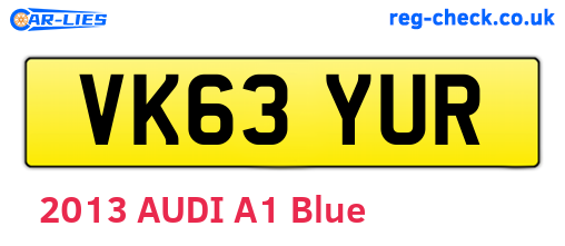 VK63YUR are the vehicle registration plates.