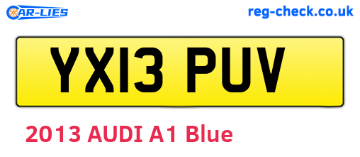YX13PUV are the vehicle registration plates.
