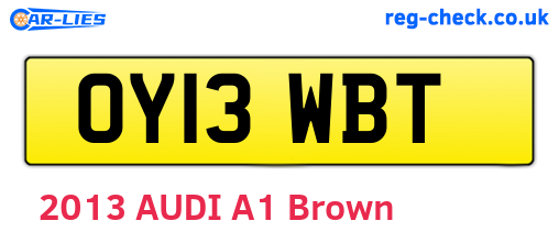 OY13WBT are the vehicle registration plates.