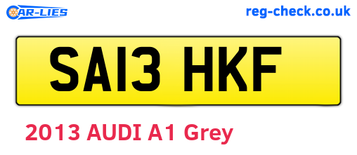 SA13HKF are the vehicle registration plates.