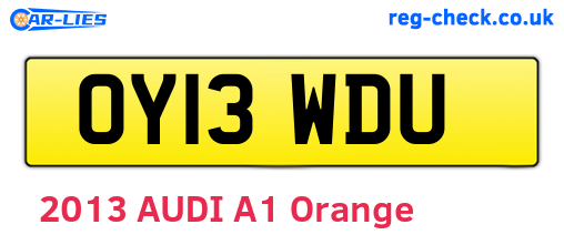 OY13WDU are the vehicle registration plates.