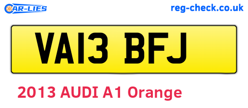 VA13BFJ are the vehicle registration plates.