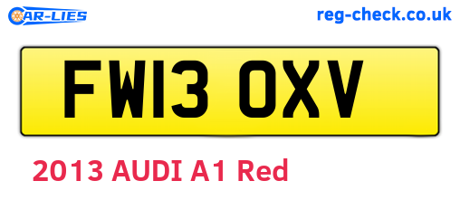 FW13OXV are the vehicle registration plates.