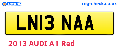 LN13NAA are the vehicle registration plates.