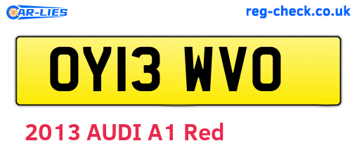 OY13WVO are the vehicle registration plates.