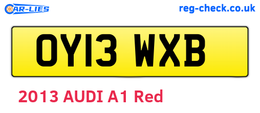 OY13WXB are the vehicle registration plates.