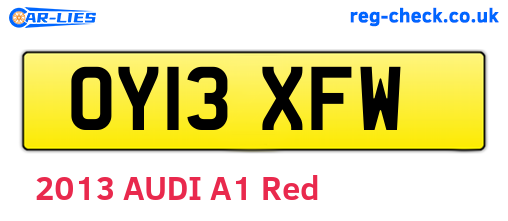 OY13XFW are the vehicle registration plates.