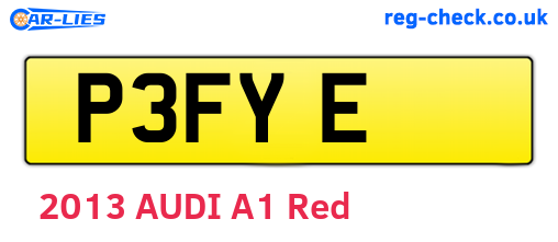 P3FYE are the vehicle registration plates.