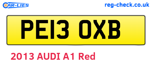 PE13OXB are the vehicle registration plates.