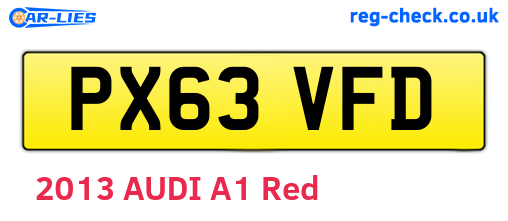 PX63VFD are the vehicle registration plates.