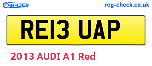 RE13UAP are the vehicle registration plates.