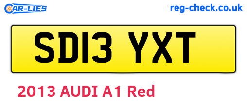 SD13YXT are the vehicle registration plates.