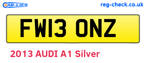 FW13ONZ are the vehicle registration plates.