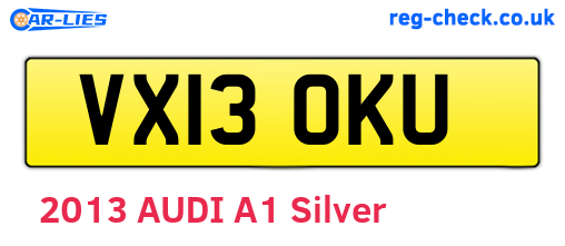 VX13OKU are the vehicle registration plates.