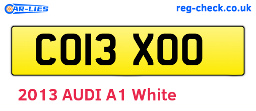 CO13XOO are the vehicle registration plates.