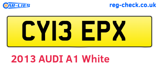 CY13EPX are the vehicle registration plates.